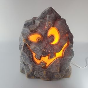 Vintage 12.5" Halloween Blow Mold Jakks Faux Rock Face Jack-O-Lantern 2003 WORKS